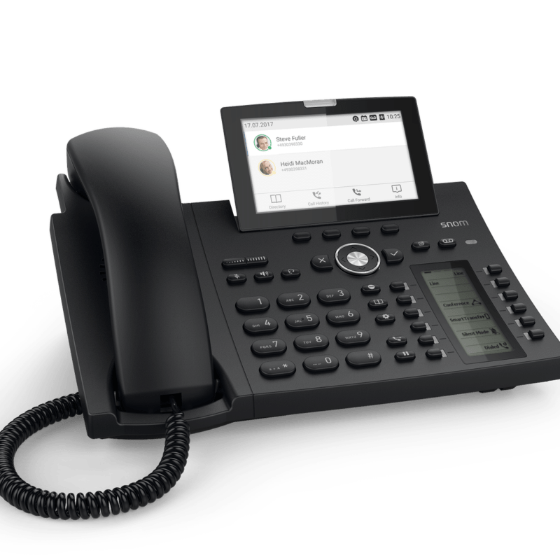 The snom technology features a 4.3-inch TFT color display, providing clear visibility of essential information