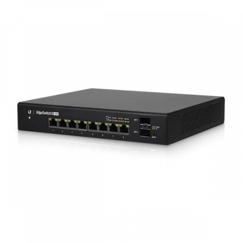 It's ubiquiti networks router features 8 Gigabit RJ45 ports and 2 SFP ports