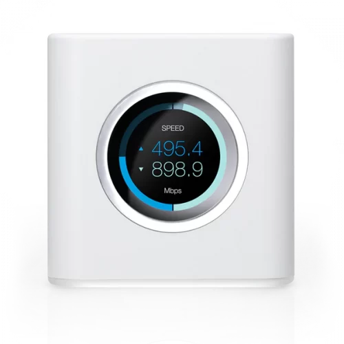 Ubiquiti wireless includes a router base station and two wireless mesh points